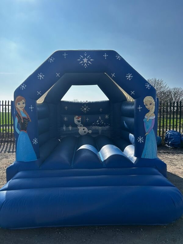 Frozen themed bouncy castle rental - Disney Elsa and Anna castle for kids parties in Essex