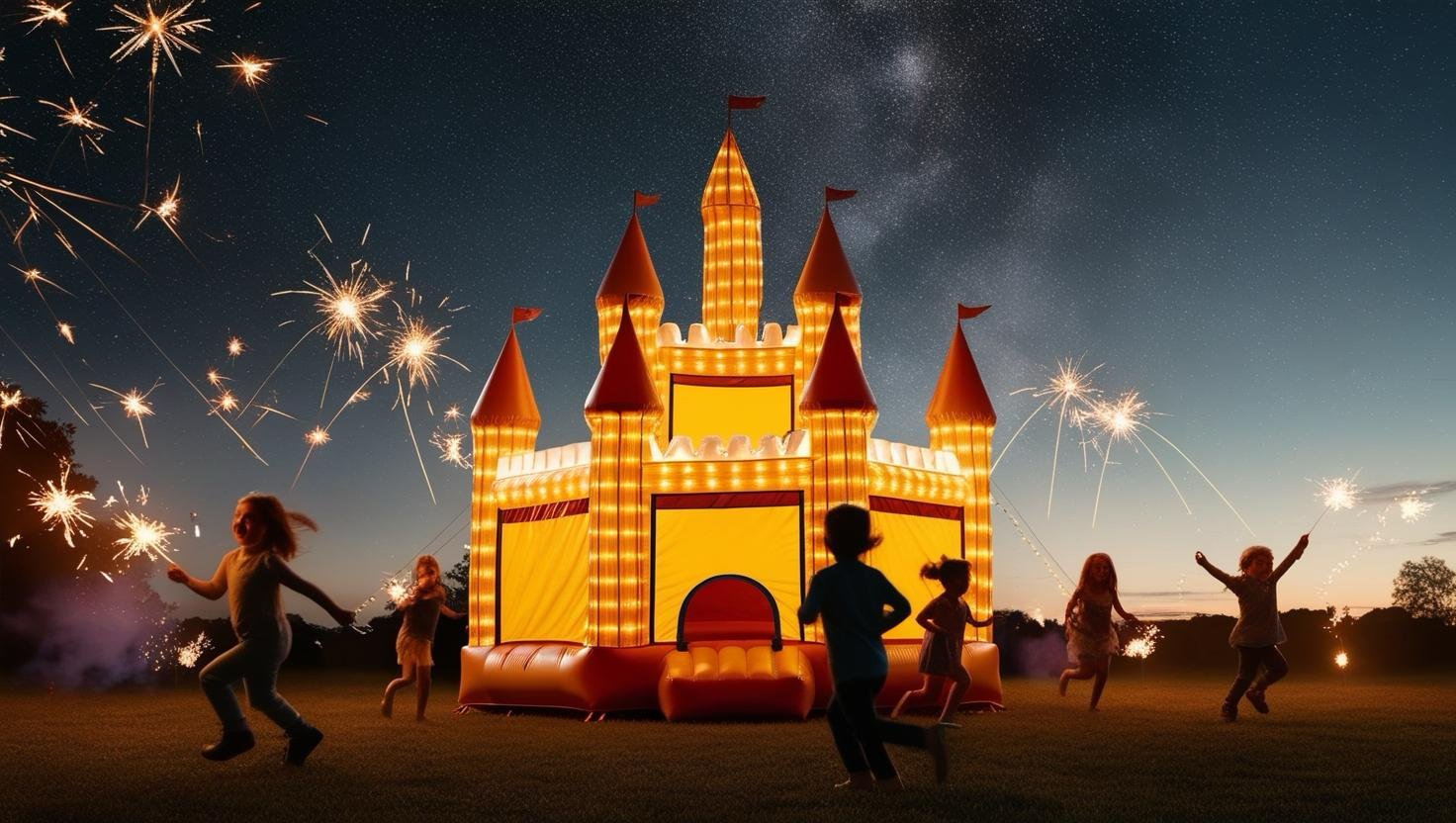 Colorful bouncy castles and inflatable party equipment for children's entertainment in Essex